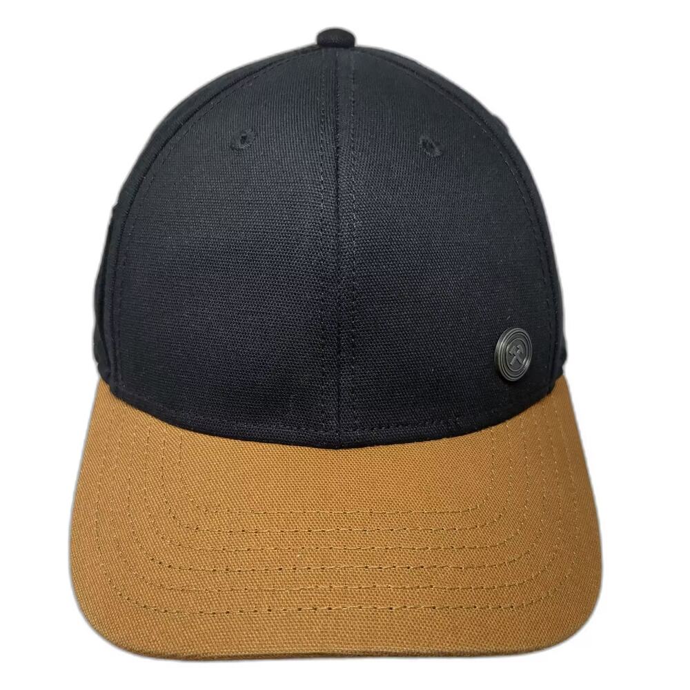George Baseball Cap Black Brown OS Strapback Hat Metal Logo Button Adjustable